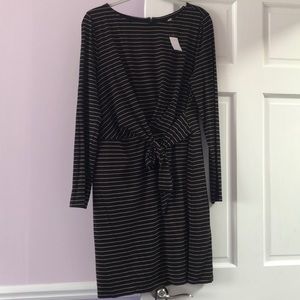 LOFT Black and brown striped dress